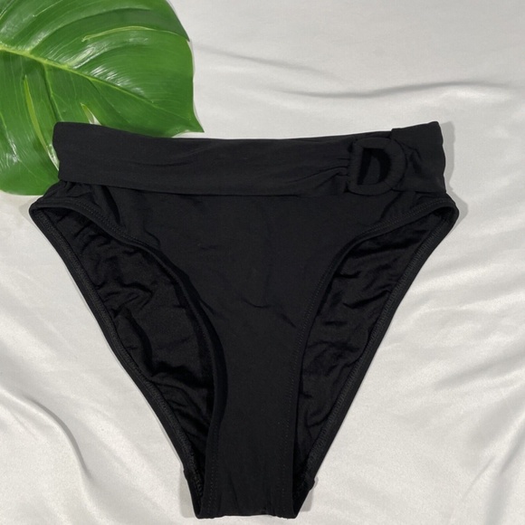NEW Robin Piccone Kate‎ High Waist Bikini Bottoms in Black [SZ Small ] - Picture 2 of 12